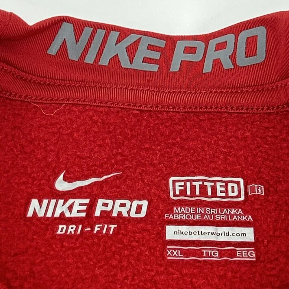 Washington‎ Nationals Mens XXL Red Nike Pro Fitted BSBL Dri-Fit Crewneck MLB